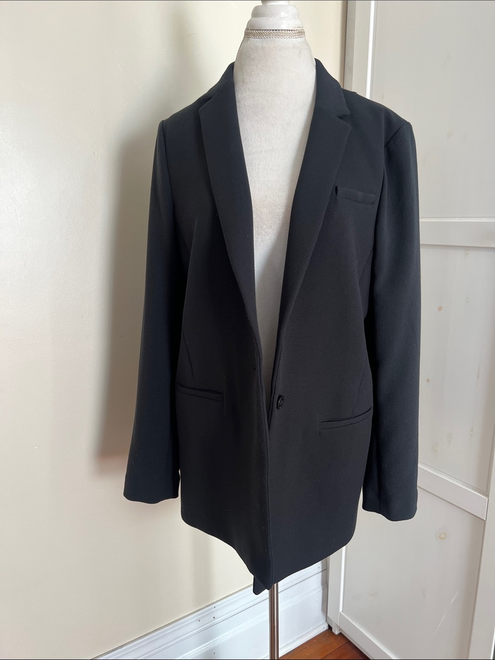 Banana Republic Black Oversized Tailored Blazer Jacket Size 14 Career Chic